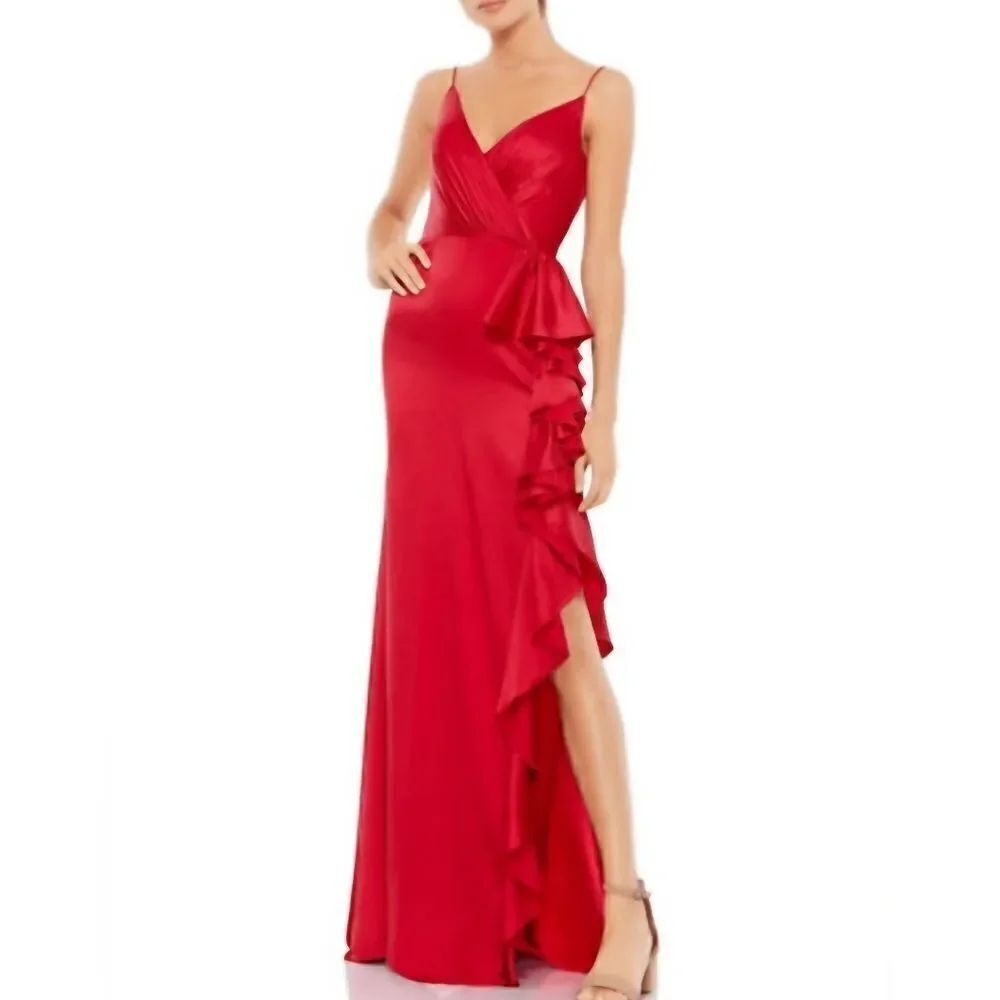 Red ruffle dress size L. NWOT.